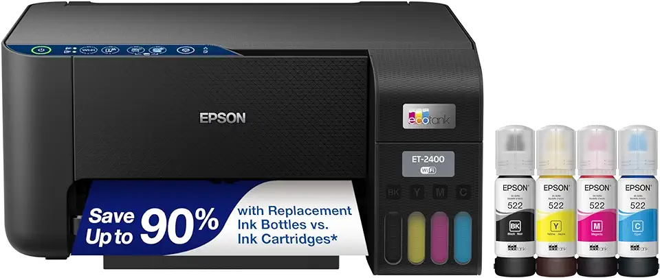 Epson EcoTank ET-2400 Impressora Supertank colorida sem cartucho sem cartucho com digitalização e cópia – Impressão doméstica fácil e diária