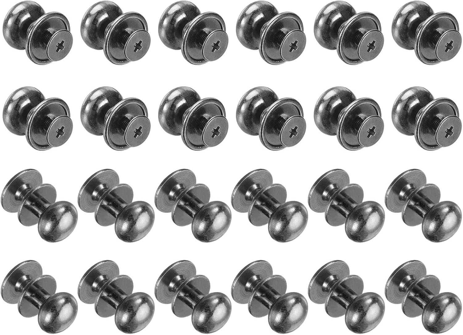 uxcell 24pcs 0.46" x 0.51" Mini Round Knobs, Small Drawer Pulls, Cabinet Knobs Handles Pulls for Dresser Closet Jewelry Box Gift Cases, Gray