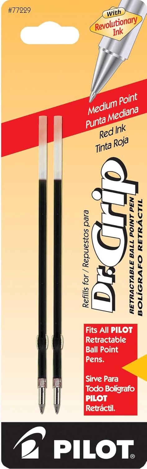 PILOT Dr. Grip Ballpoint Ink Refills for Retractable Pens, Fine Point, Black Ink, 2-Pack (77210) : Pen Refills : Office Products