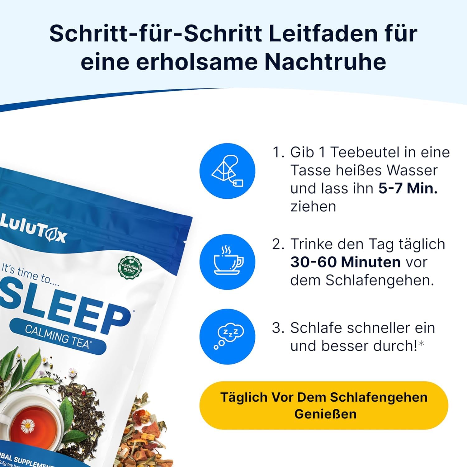 Lulutox Kräutertee Bundle – Kamille Lavendel Abendtee (28 Pyramiden-Teebeutel) & Pfirsich Kräutertee (84 Portionen) – Koffeinfreie Kräutertee Vielfalt