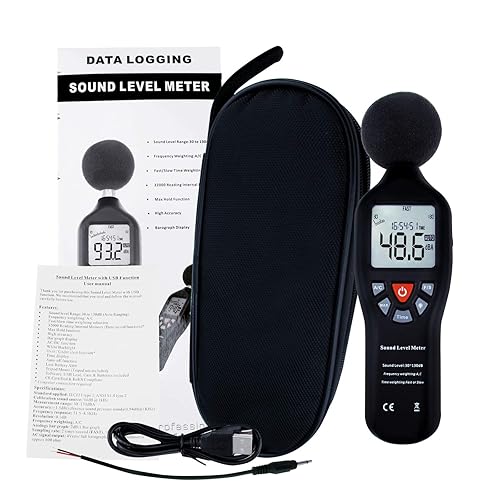 Miniatura 3 de Instrumento compacto medidor de nivel de sonido profesional con pantalla de retroiluminación Medición de alta precisión 30dB-130dB (medidor de nivel