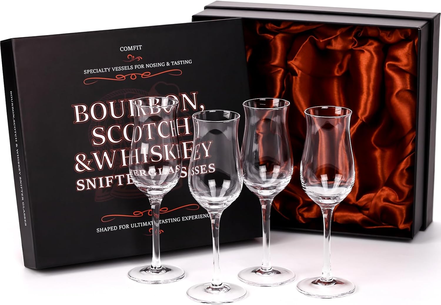 Cognac, Brandy, Whiskey,Tequila and Dessert Wine Snifter Glasses - Set of 4 - Professional 4oz Small Crystal Snifters Gift Sniffers for Sipping Neat Liquor - Liquor and Spirits Sippers