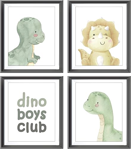 AEHIE Dino - Póster de acuarela para niños, niños, habitación de niños, habitación de juegos, decoración de habitación de juegos, decoración de
