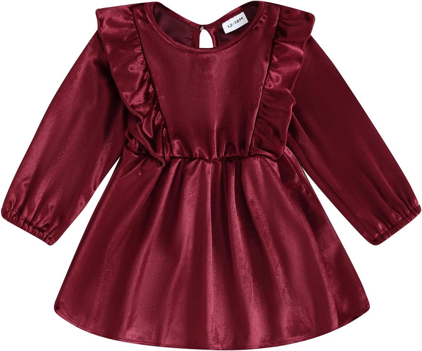 Toddler Baby Girl Velvet Ruffle Long Sleeve Dress Christmas Birthday Party Wedding Dresses Fall Winter Clothes