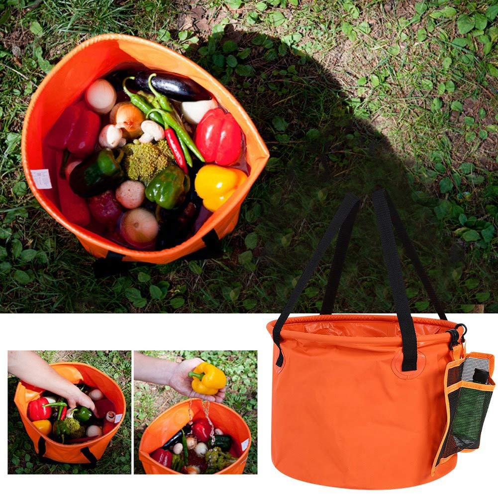 Wakects Secchio Pieghevole 30L per Campeggio, Viaggio e Giardinaggio, Bacinella d'Acqua in PVC con Rete