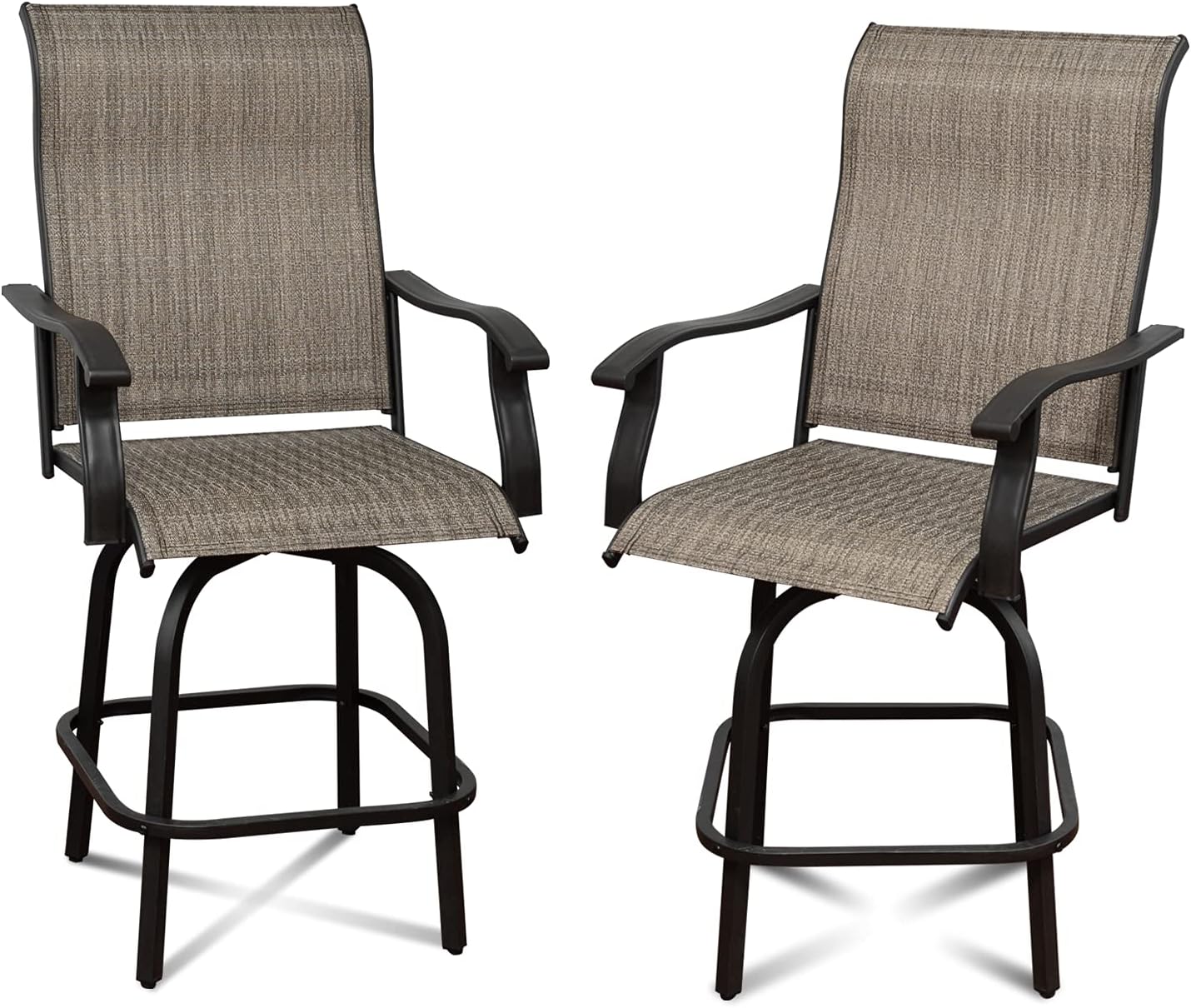 Patio Swivel Bar Stools Set of 2, Outdoor Bar Height Patio