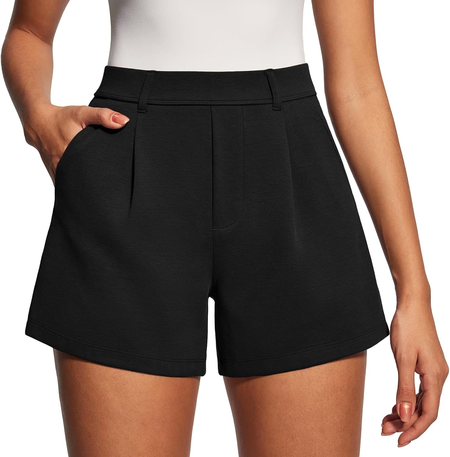 IUGA Womens Dress Shorts for Women High Waisted Trouser Summer Business Womens Dressy Casual Pleated Wide Leg Shorts