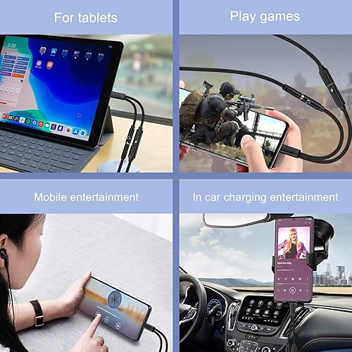 Miniatura 7 de Adaptador de auriculares Samsung Galaxy S23, USB C 2 en 1 a conector de audio auxiliar de 0.138 in con cable de carga rápida de 60 W para Galaxy S24