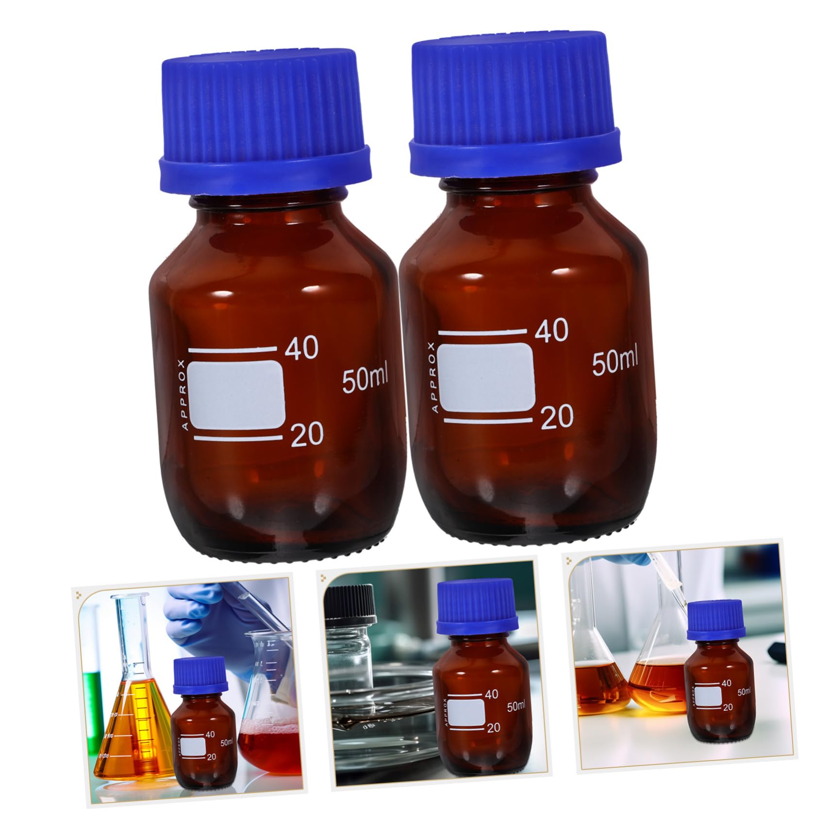PartyKindom 4 Sätze Reagenzflasche Mit Blauem Verschluss Chemische Reagenzflasche Kalkreagenzflaschen Kleine Reagenzienflasche Graduierte Glasflasche Mit Reagenzien Abs 2 Stück * 4