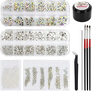Artdone nail art Rhinestones 5000pcs+2000pcs+1728pcs+120pcs Multi Shapes Glass Crystal AB Rhinestones for nail gems with t...