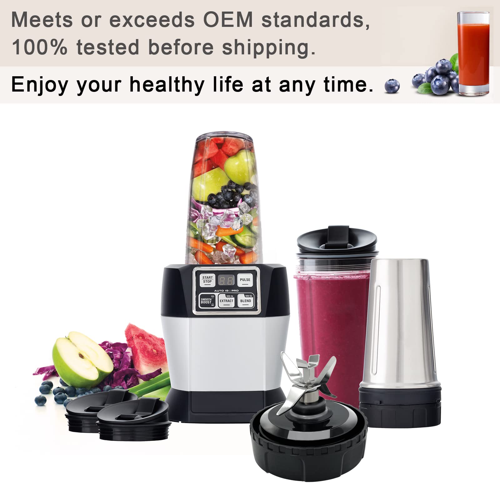 6 Fins Blender Blade Extractor Blade Replacement for Nutri Ninja BL660 BL663 BL663CO BL665Q BL740 BL770 BL771 BL772 BL773CO BL780 BL780CO, for 16 oz Cup (6 FINS 3.35 INCH)