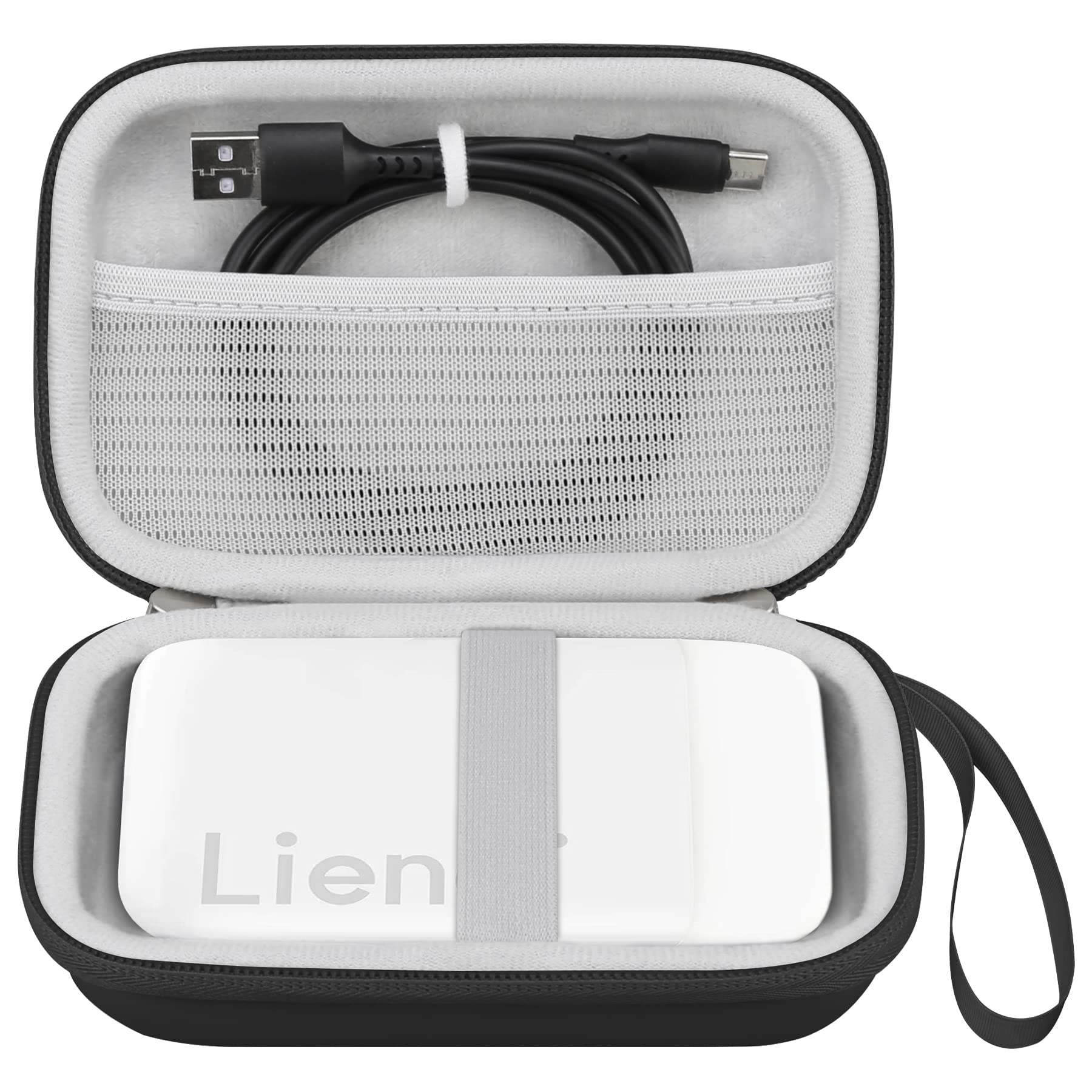 ElonboCarrying Case for Liene 2x3” Photo Printer, Portable Instant Printer Travel Holder, Mini Picture Printer Bag. Mesh Pocket Fits Photo Paper, Cable. Black