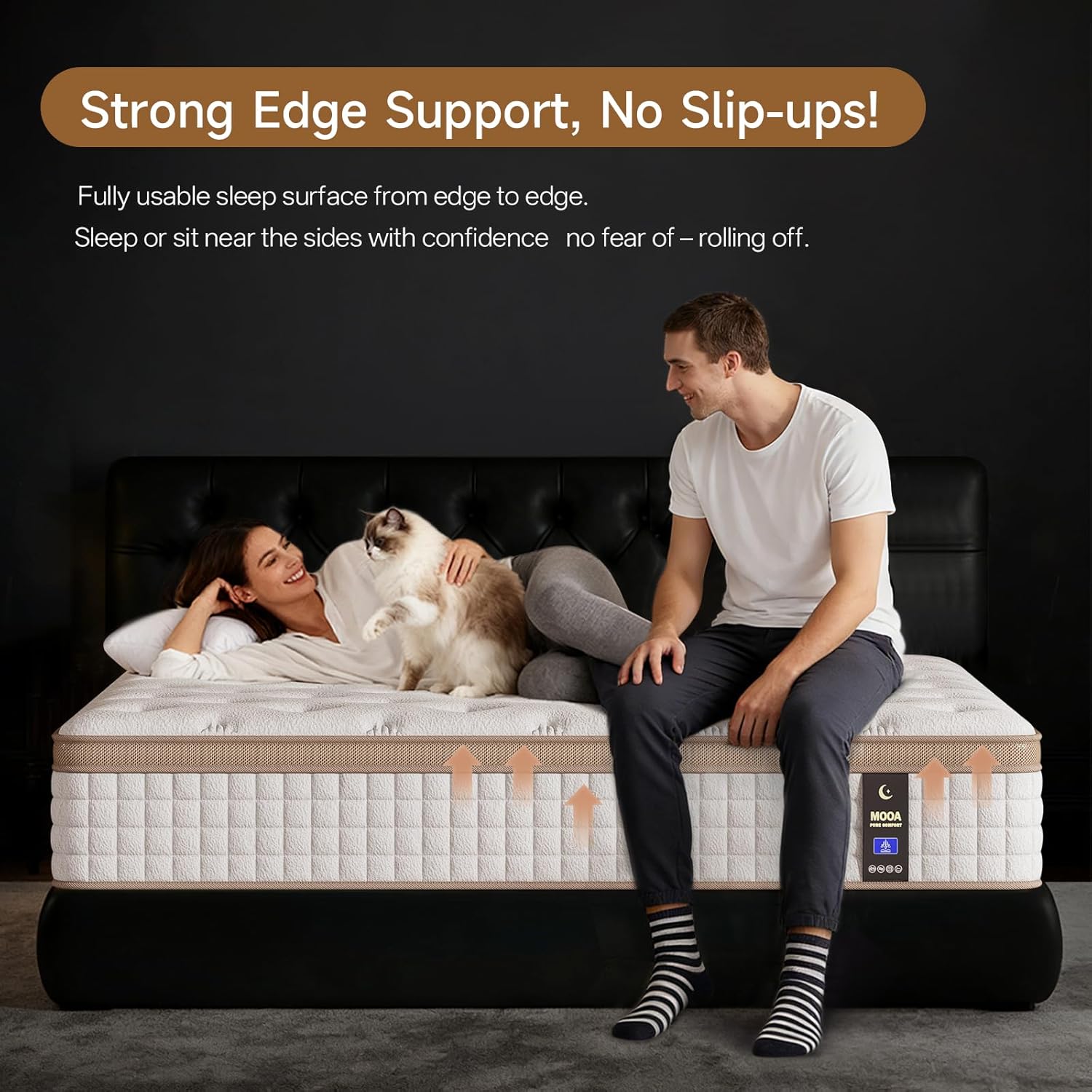 MOOA 12 Inch Queen Mattress - Mattress Hybrid Cooling Gel Memory Foam & Pocket Coils,Medium Firm Mattress in a Box for Ergonomic Spinal Support,Motion Isolation & Edge Support for Side & Back Sleepers