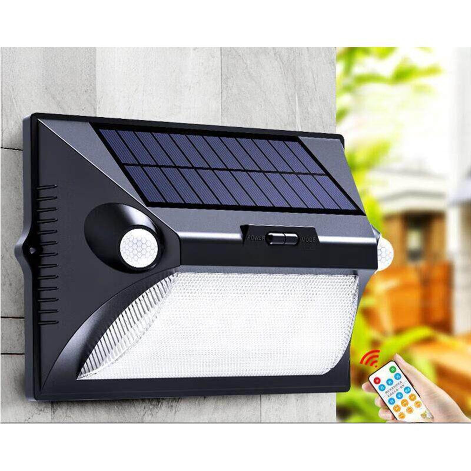 GUODDM Outdoor Solar Security Lights - Wireless LED Solar Powered Wall Lights, with Motion Sensor, Super Bright Outside Solar Lights IP65 Waterproof for Front Door/Yard/Garage/Fence