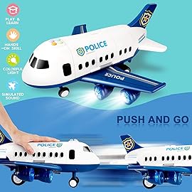 Dwi Dowellin Toddler Toys Car for Boys:Boy Toy Transport Cargo Airplane|Kid Toys 20 in 1 Carrier Vehicle Police Toys for Kids Age 2-4 3-5 4-7 Year Old Boys Girls
