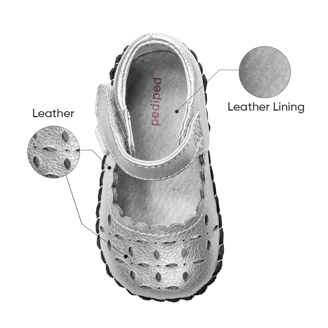 pediped Katelyn Originals Mary Jane (Infant/Toddler),Silver,X-Small (0-6 months)