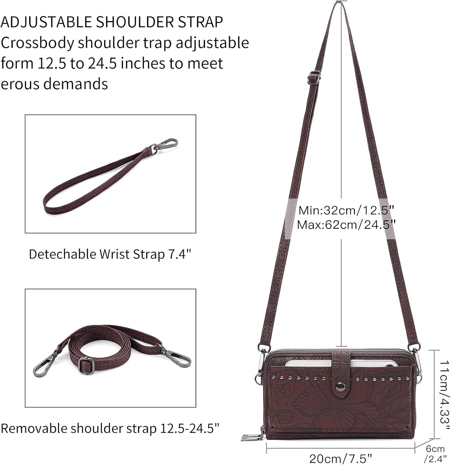 SENDEFN Wristlet Wallet Small Cell Phone Purse Crossbody Bags for Women | Small, Cell Phone Purse - Image 4