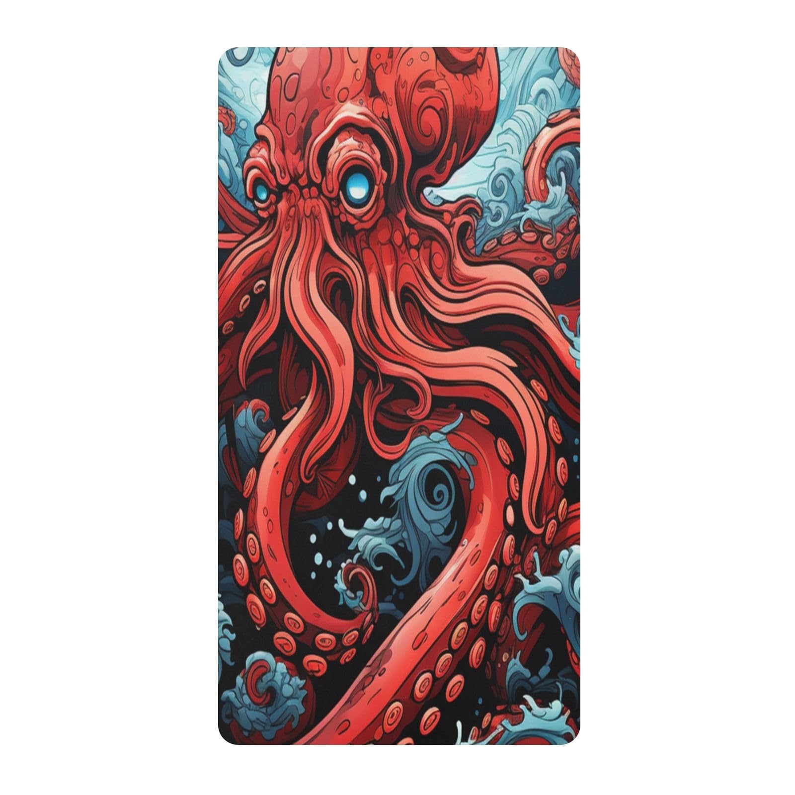 Angry Octopus Blue Dark Sea Toddler Crib Sheet Soft Cotton Baby Play Sheets Fitted for Mattress Playard