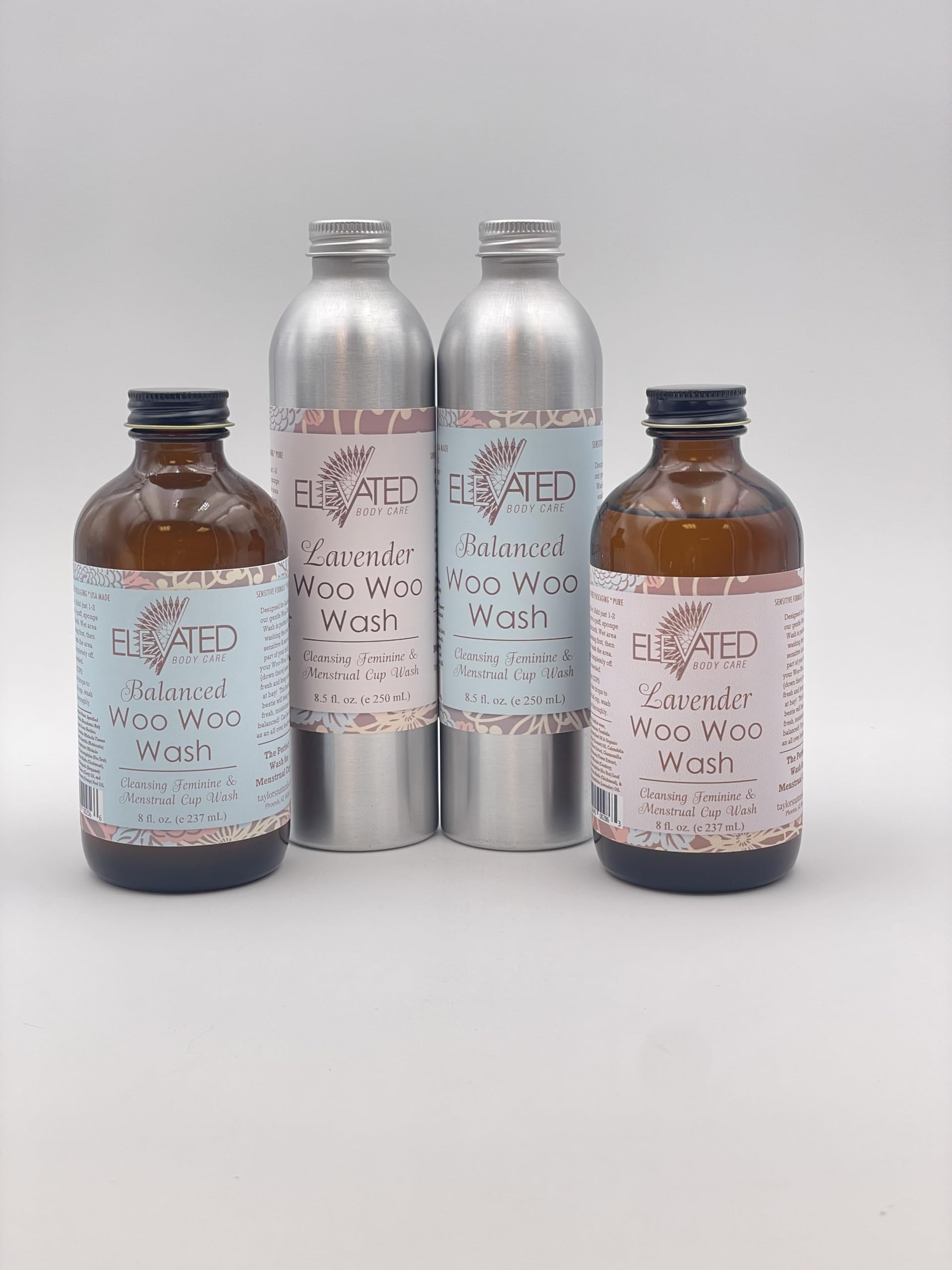 Natural Feminine Wash For Women - Woo Woo Wash Gentle Herbal Infused Intimate Care - Daily or Postpartum - Plant Based Vegan Vaginal Wash in Glass Bottle (Lavender, No Pump)