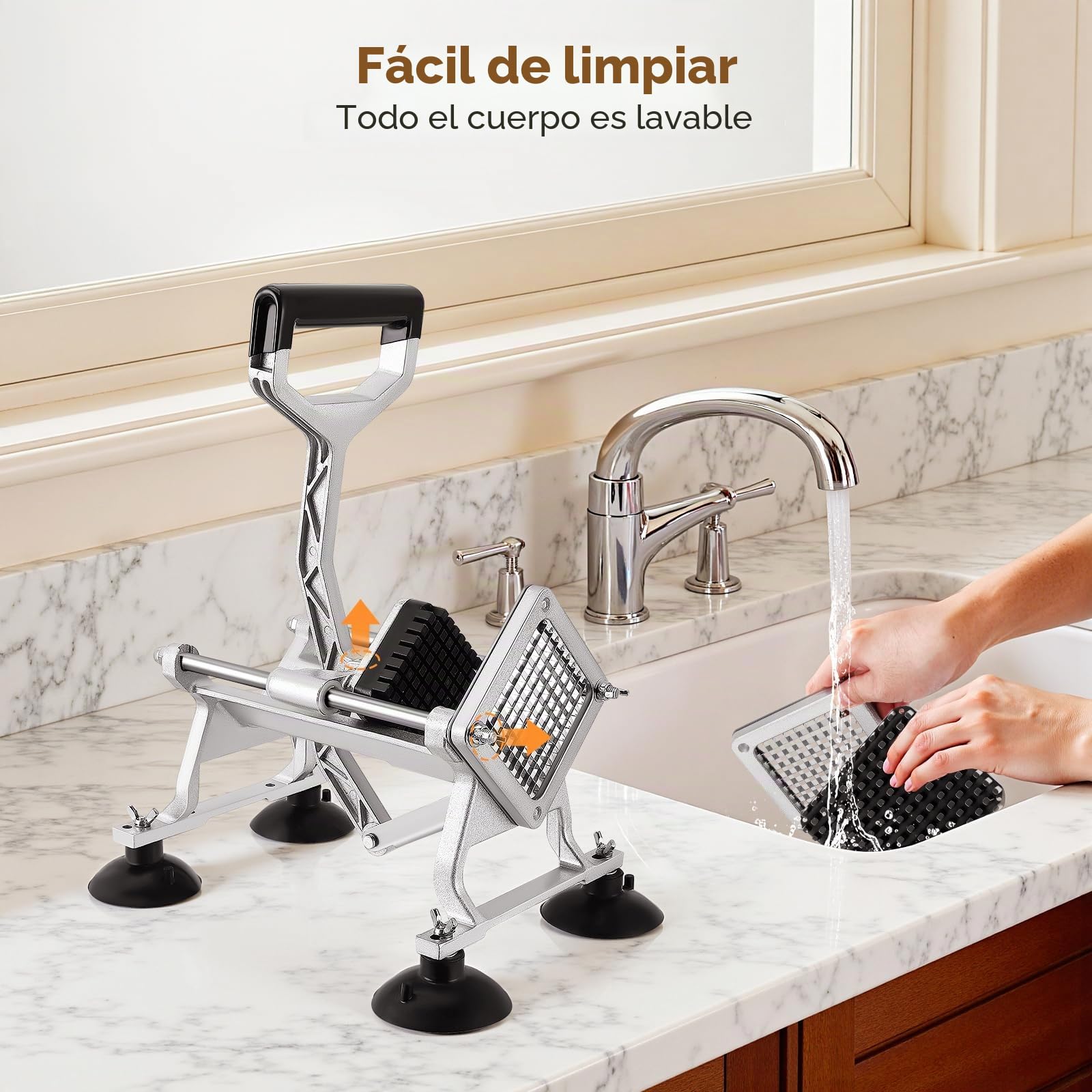 Cortador Patatas Fritas Manual, Cortadora Patatas Industrial, con Cuchillas de Acero Inoxidable de 6mm, 9mm, 13mm, Cortador de Papas para Patatas, Verduras y Frutas para Uso Doméstico