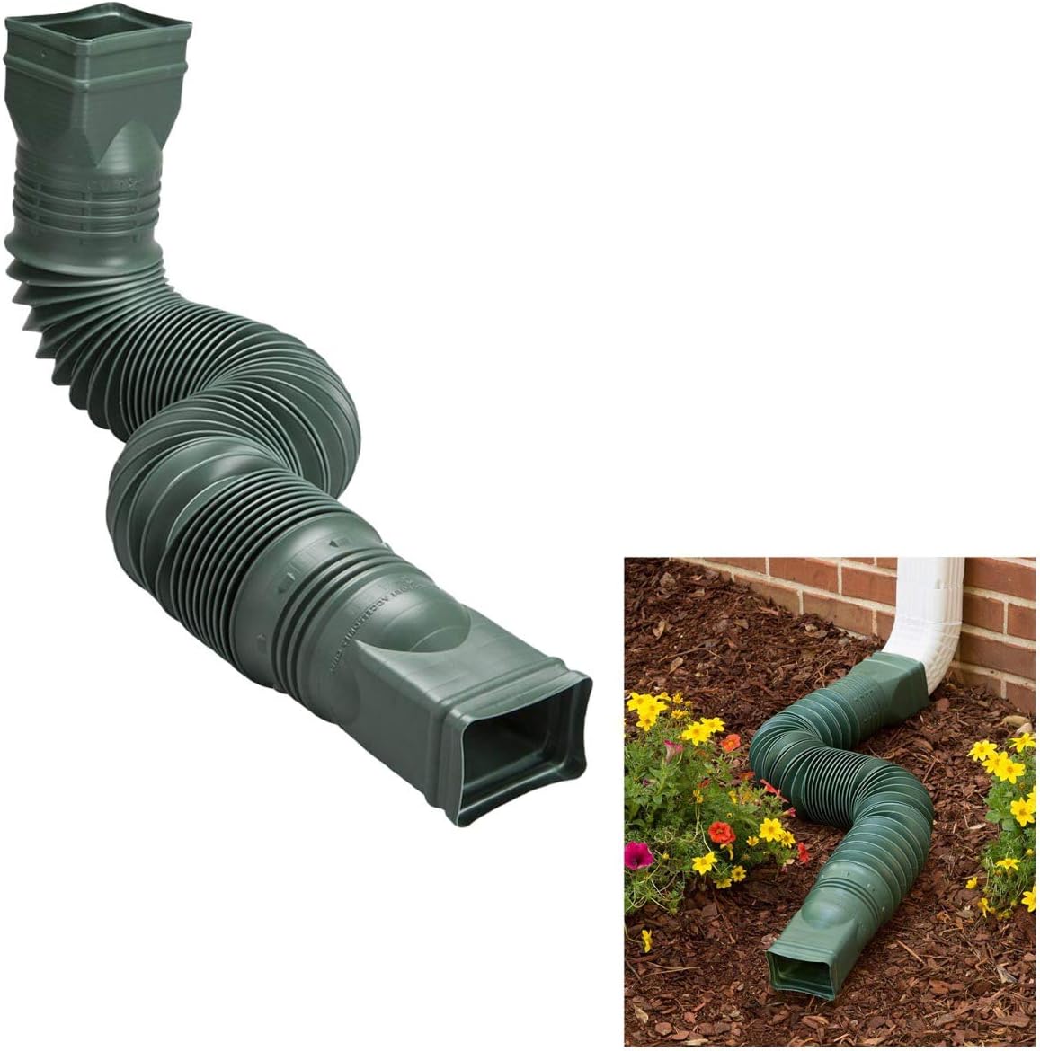 Amerimax Green Flexible Downspout Extension Gutter Connector Rainwater Drainage Single Green