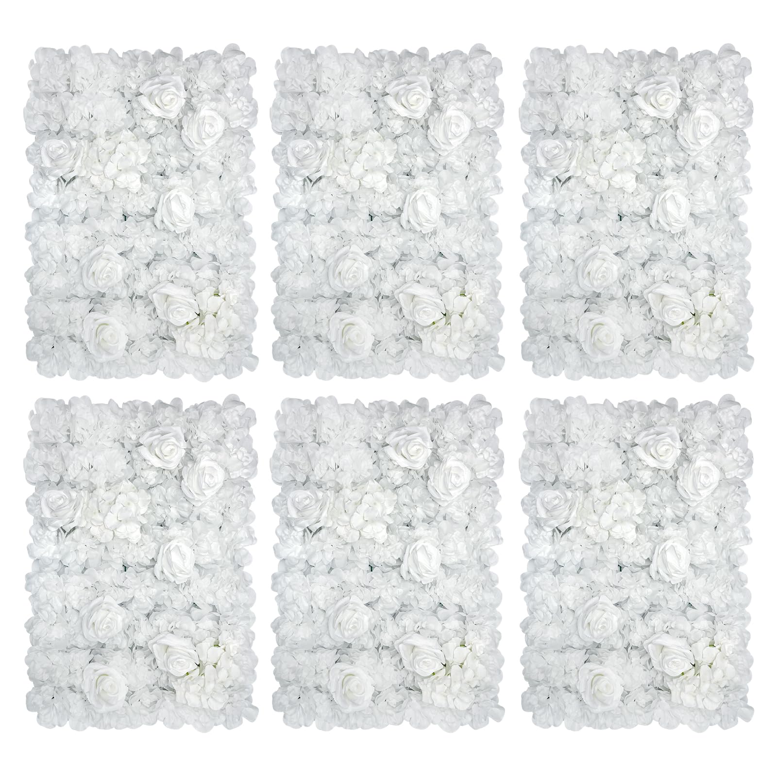 Photo 1 of GRPFS Artificial Flower Wall Panels - 6 Pack White Silk Hydrangea Backdrop