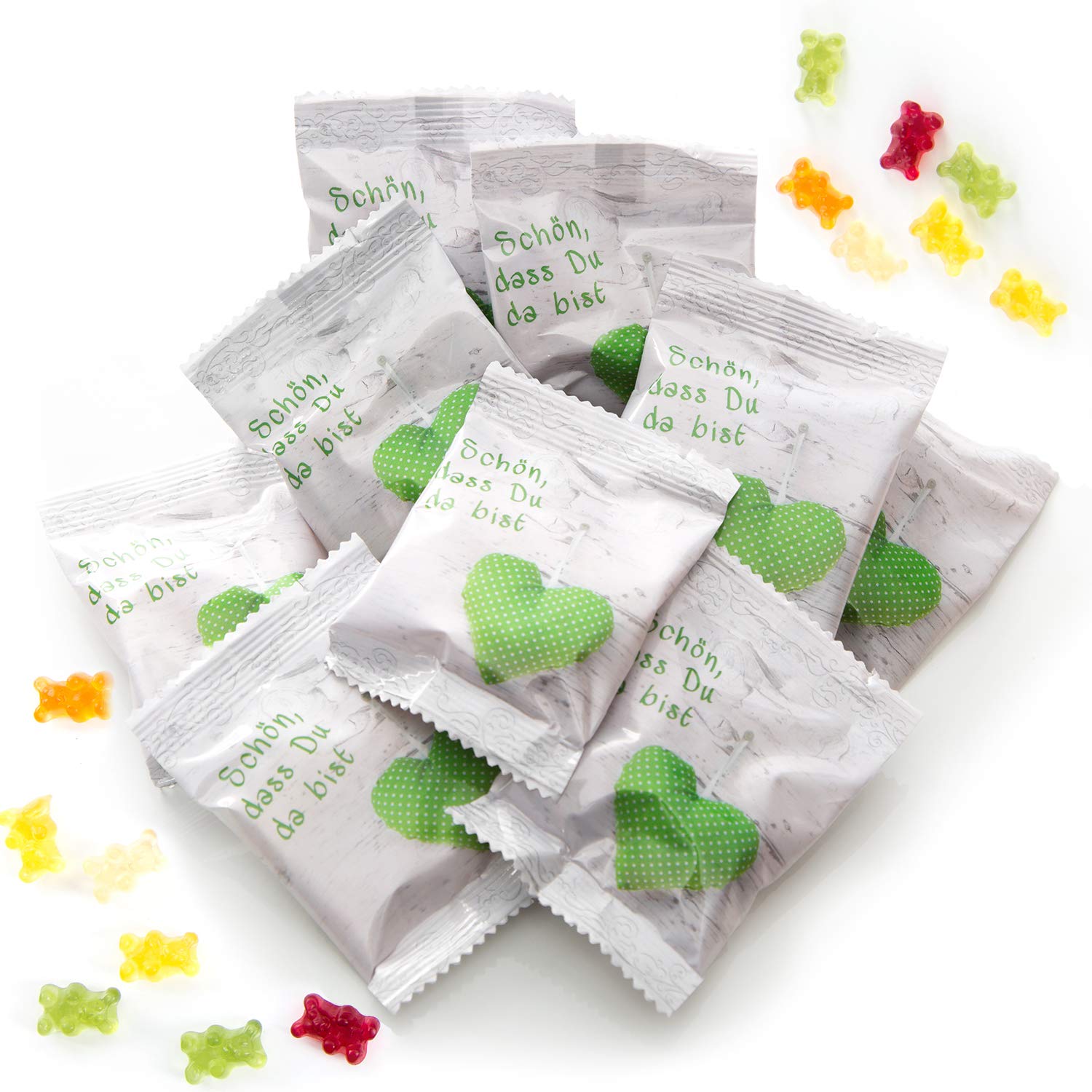 100 pezzi piccoli pacchetti Gummy Give Away – regali con bello, che è da sei in verde bianco per regali, feste, matrimonio, compleanno e Allen festen come un piccolo regalo