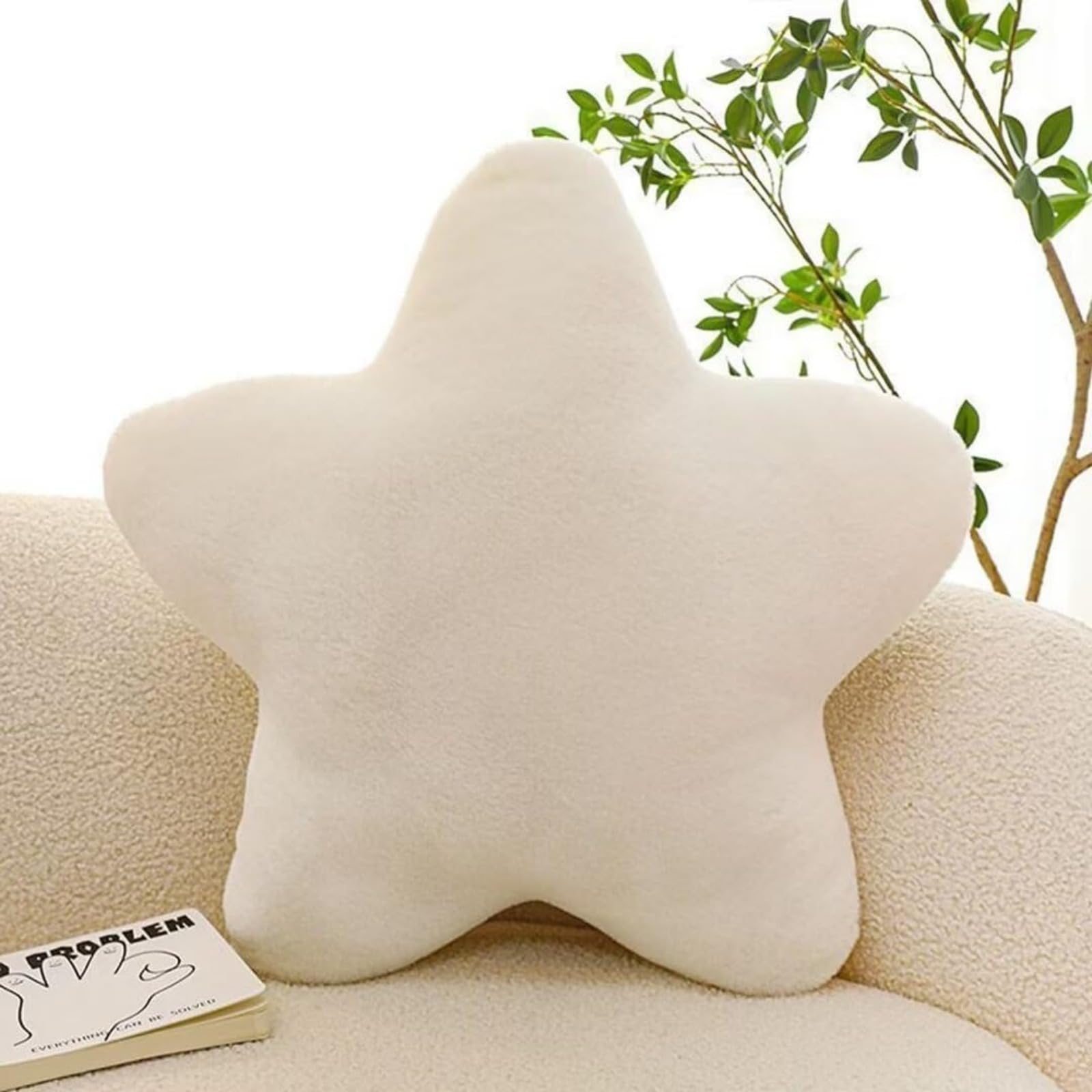 Mlordoarf White Cuddly Star Cushion - Velvet & Pp Cotton - 30X30cm, 40X40cm, 50X50cm, 60X60cm - Soft Plush Pillow For Kids' Room & Sofa