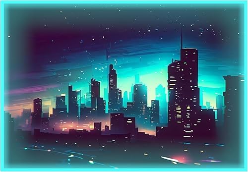 Miniatura 8 de Alfombra de Área de Juegos con Bordes de Luz LED RGB (3x5 Skyline) Alfombra de Dormitorio Tapete de Piso Decoración de Juegos Alfombra de