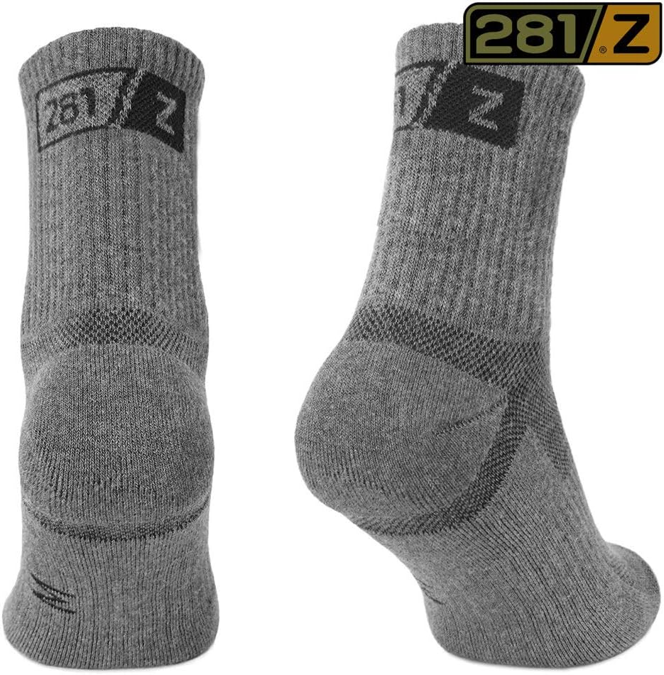 281Z Military Cotton Micro Crew Boot Socks - Cushioned Sole - Moisture Wicking - Odor Resistant (Dark Grey) - Image 4