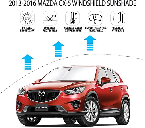 Miniatura 9 de D-Lumina Parasol para parabrisas para Mazda CX-5 2017-2025 CX5, accesorios para ventana delantera, bloquea los rayos UV, el calor, plegable, 2