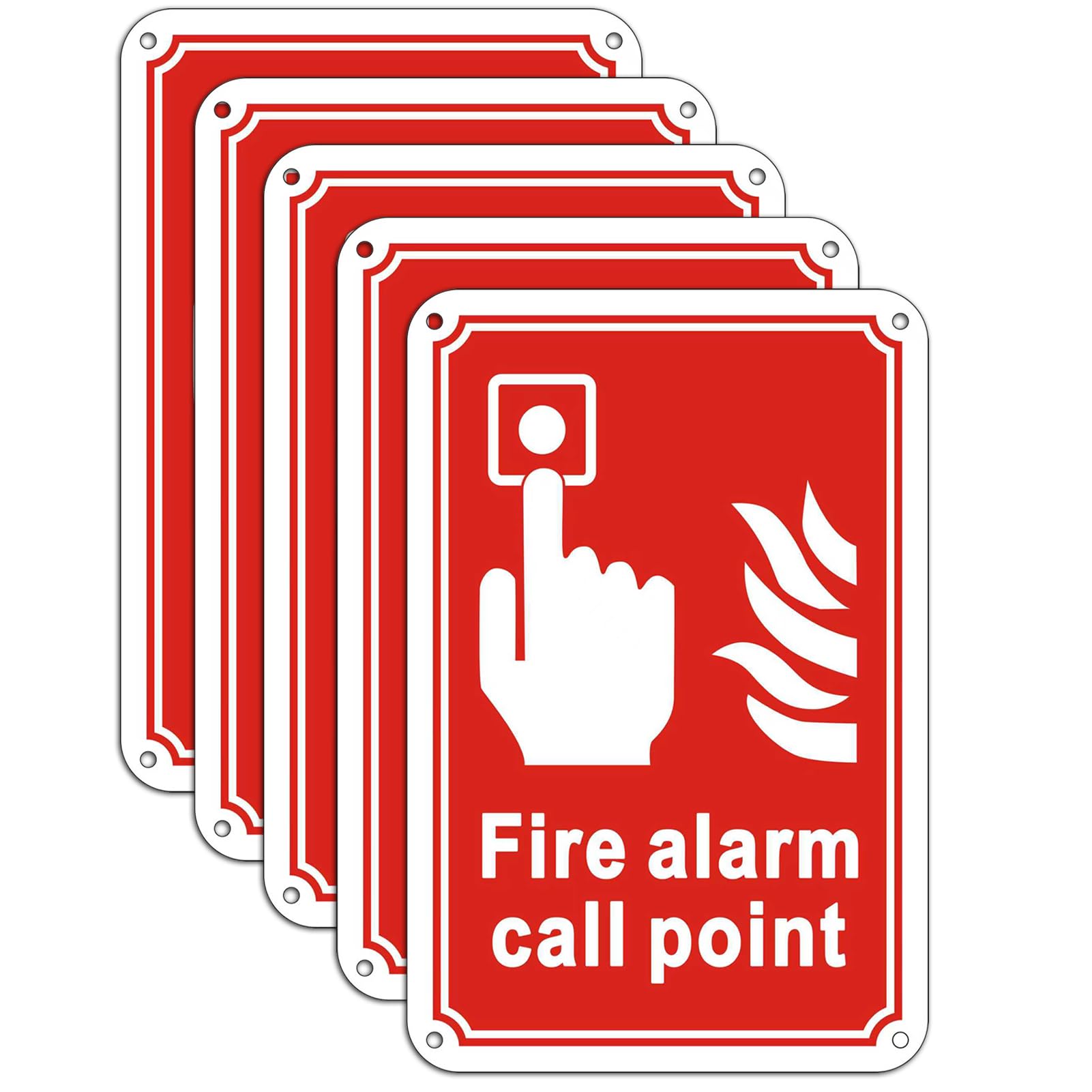 Phyabe 5 Pack Fire Alarm Call Point Sign With Self-Adhesive, 15cm x 10cm Rust Free Fire Safety Aluminum Sign, Weather Resistant, Waterproof, Durable Ink, Easy to Install