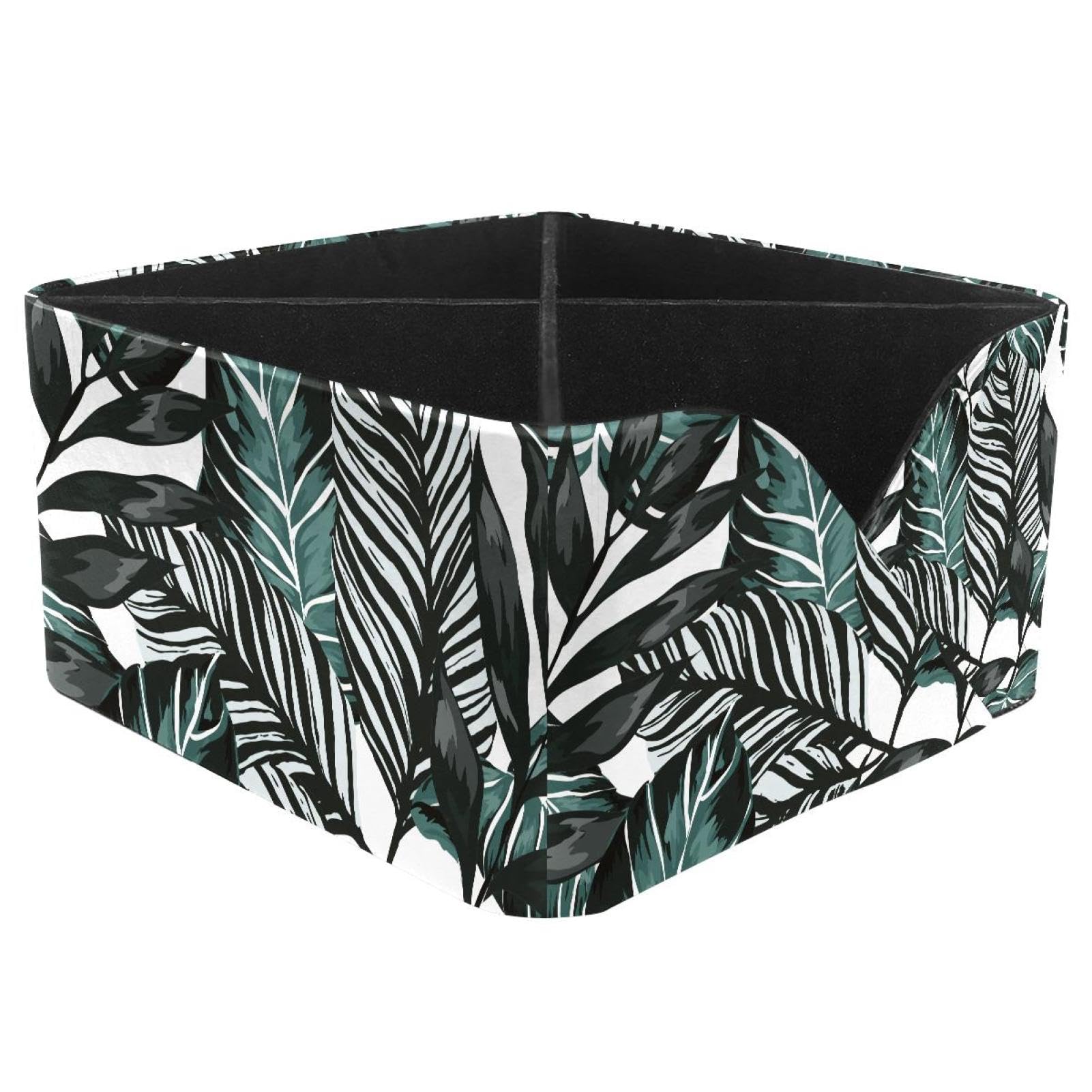 KengjuTesu Palms Leaves Desktop Organizer Pen Holder, Rectangular Pencil Cup for Office, Study and Makeup Stations