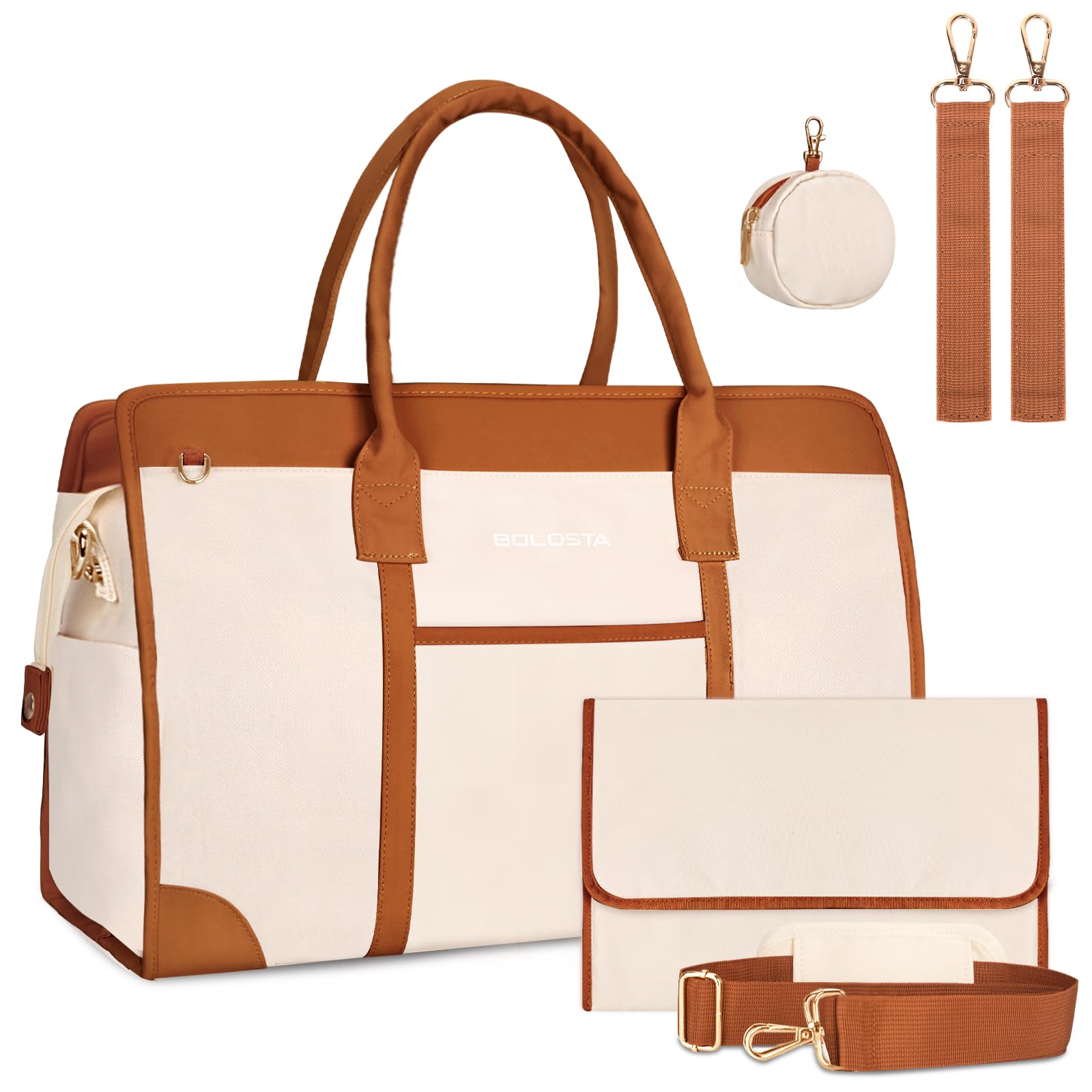 BOLOSTA Diaper Bag Tote for Women, Diaper Bag Tote with Changing Pad, Large Capacity Mommy Bag for Hospital and Weekender