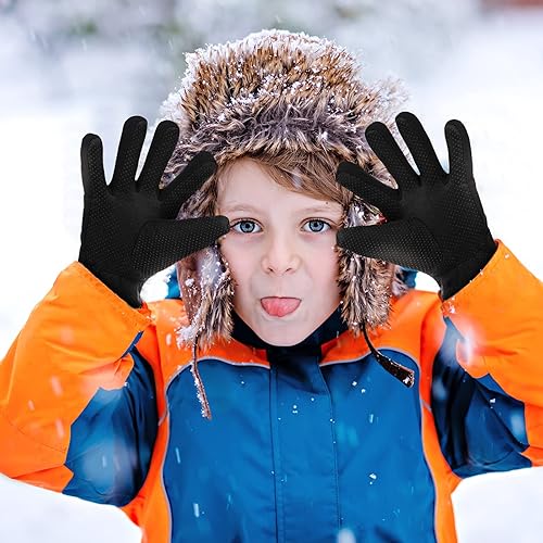 Miniatura 6 de 3 pares de guantes de nieve para niños, guantes de invierno impermeables, cálidos, guantes de esquí resistentes al viento, ajustables,
