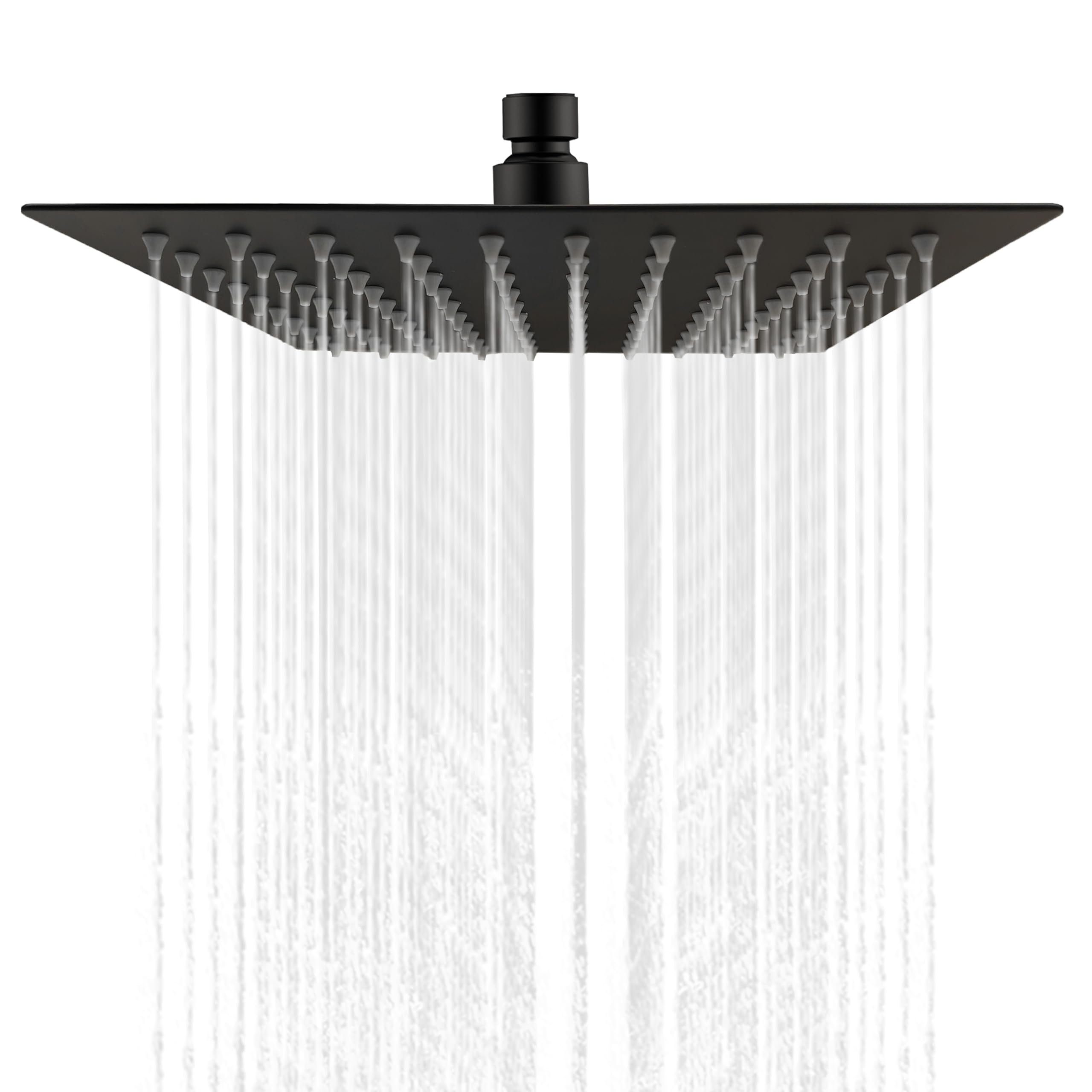 Simple Bathroom Rain Shower Head, 20 cm Square Shower Head High Pressure Black 304 Stainless Steel, Universal 1/2 Inch Thread, 360° Rotating, Easy to Install — image 1