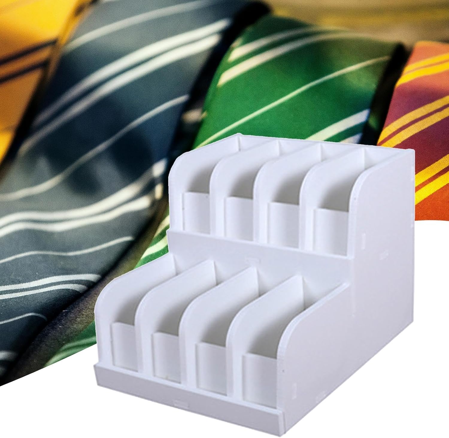 Belt Organizer Rack 2 Tiered Sturdy Simple Portable Storage Multi Compartments for Farmhouse Home Shopping Mall Dressing Room, 8 Grids