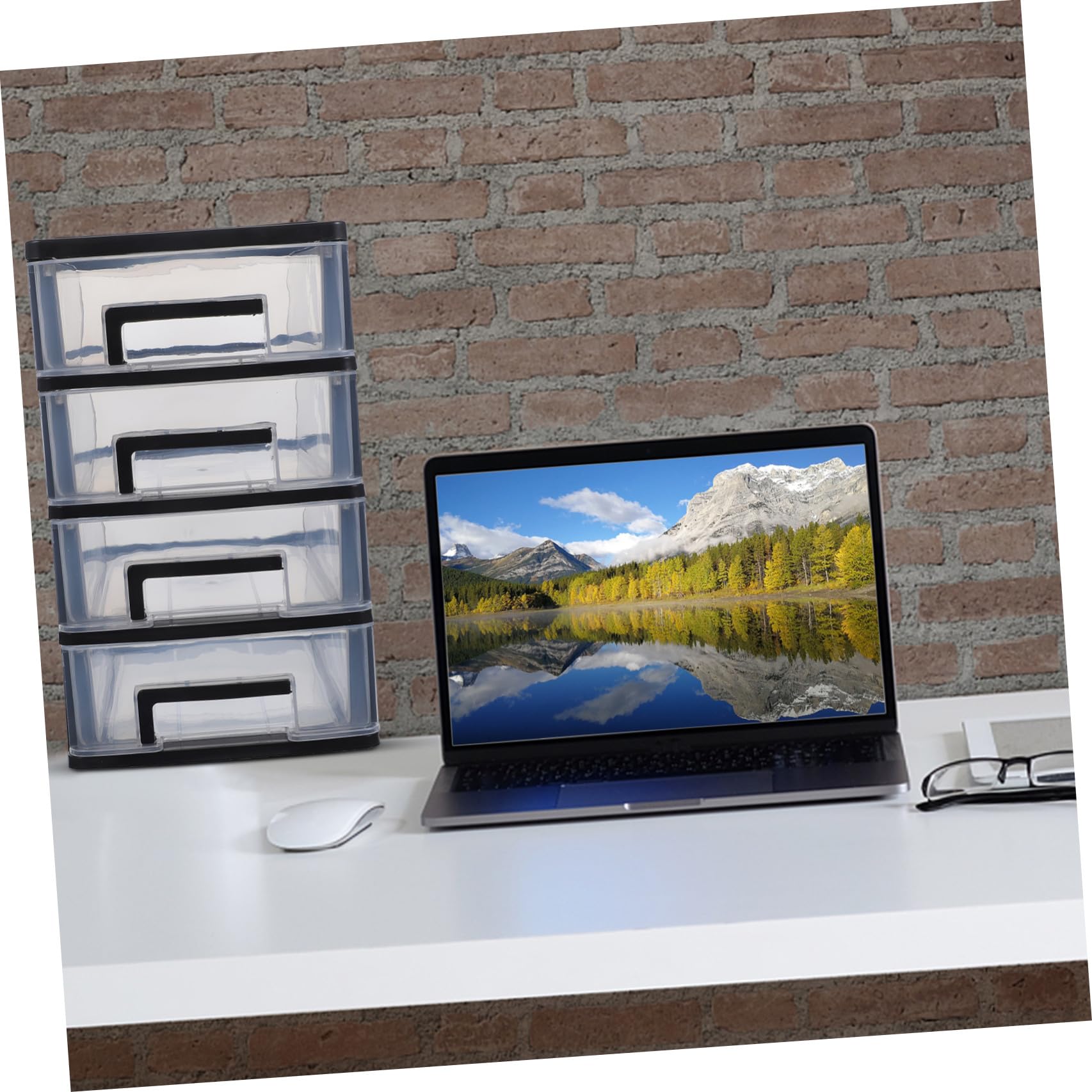 Tofficu Cassettiera Organizer Nera a Quattro Livelli Scrivania in Plastica