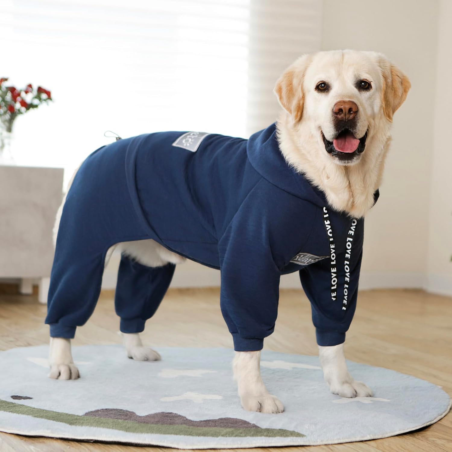 Dog Hoodies Winter Coat for Large Medium Dogs, Pullover 10 Legs Warm Coat Hooded Sweatshirt, Fleece Hoodie for Cold Weather (Dark Blue, 7X-Large)