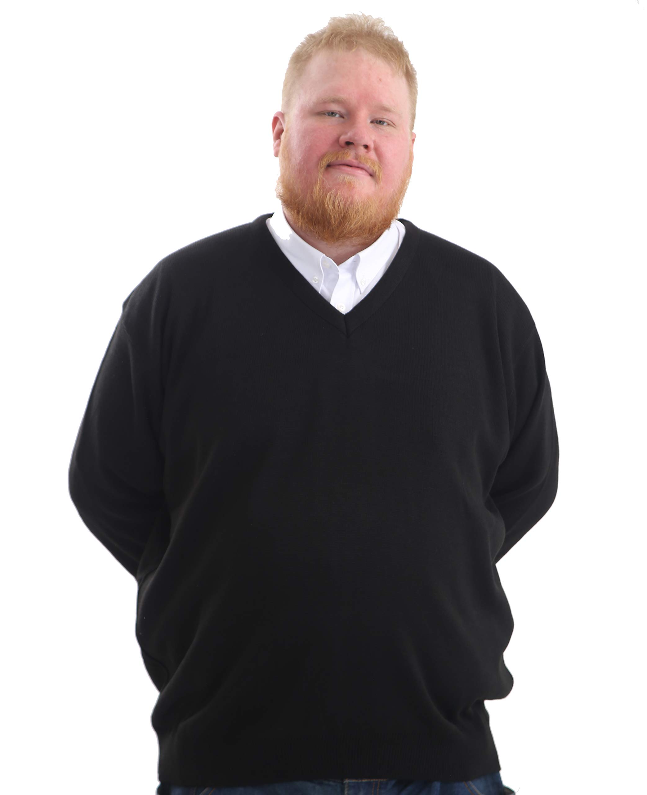 Brooklyn ClothingMens Big Size V Neck Jumpers Soft Feel Acrylic Classic Fit King Size Sweater Long Sleeve