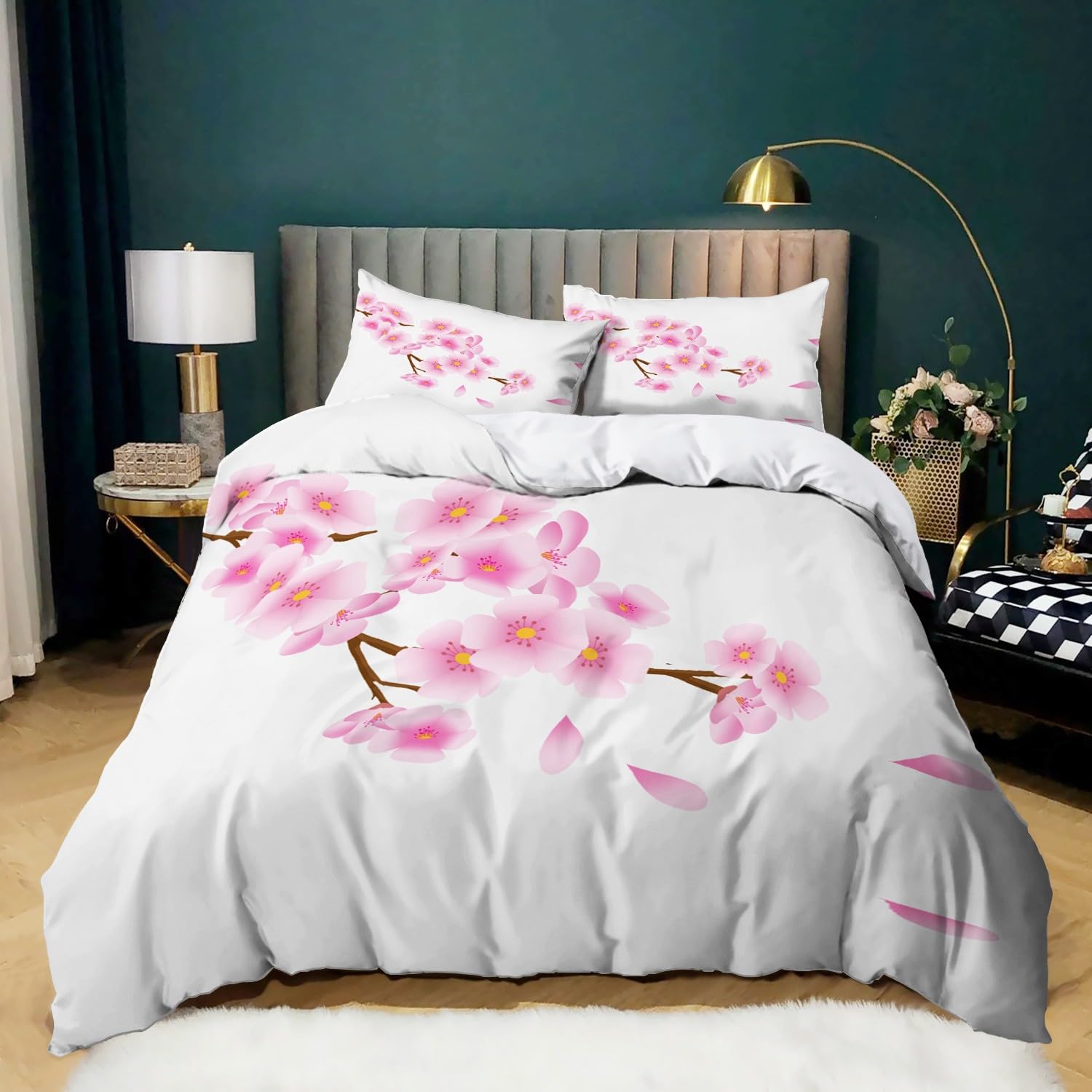 Housse de couette microfibre anti-plis 240x260 parure de lit sans repassage facile à laver
