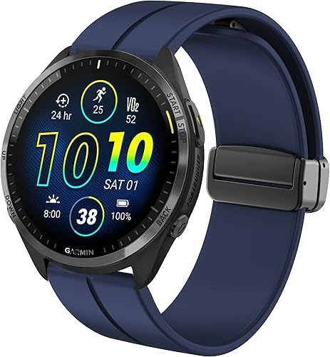 Correa deportiva compatible con Garmin Forerunner 965, correa de repuesto de silicona suave con hebilla magnética compatible con Garmin Forerunner