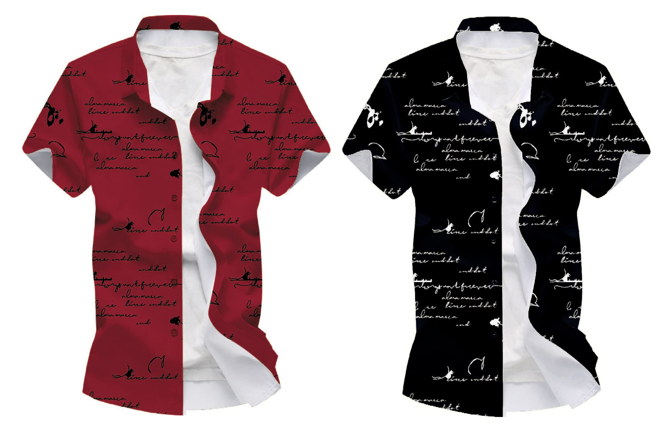 blue doveMen's Lycra Digital Print Casual New Shirt