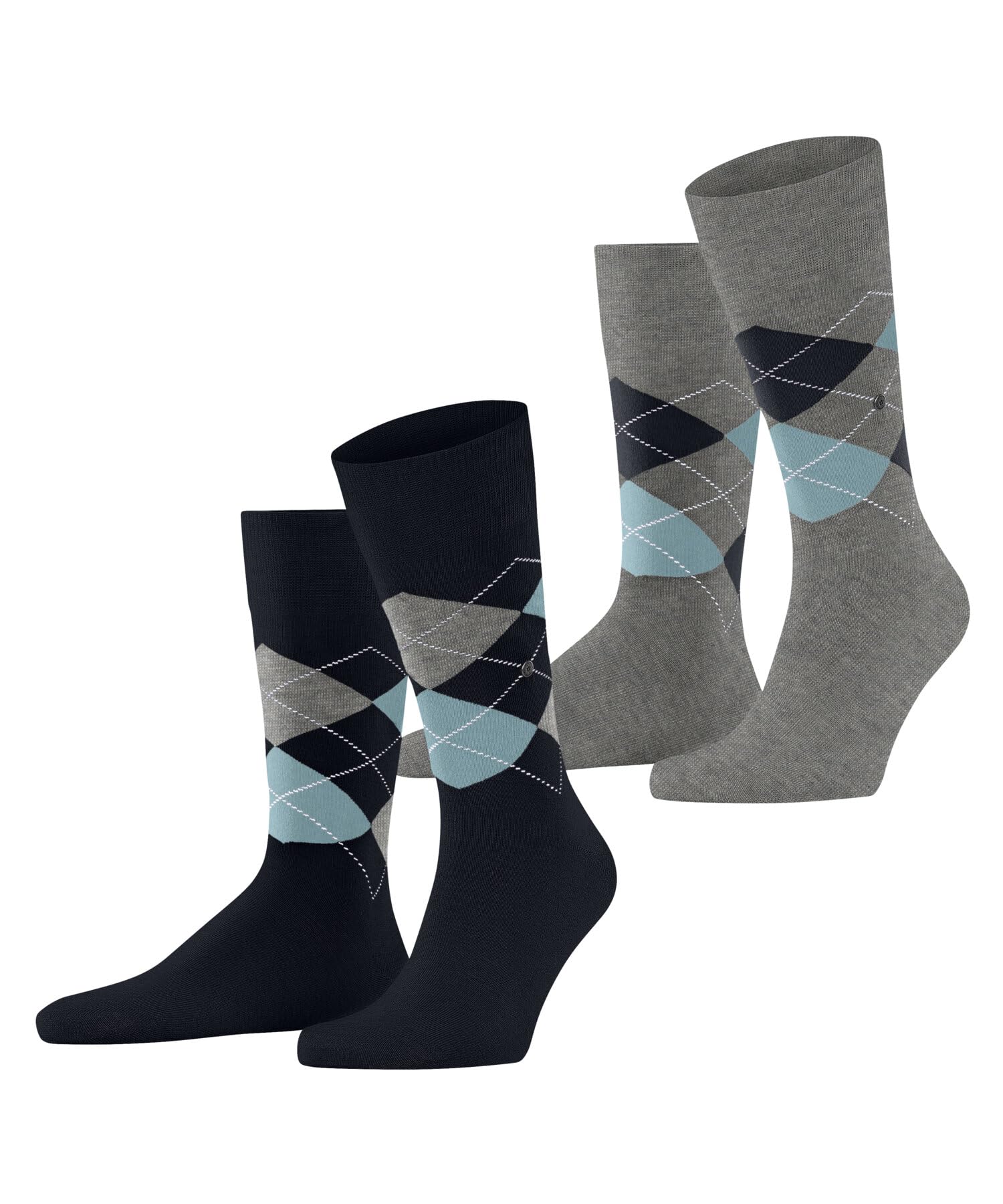 Burlington Herren Socken Everyday Argyle M So Baumwolle gemustert 2 Paar, Blau Marine 6121, 40-46