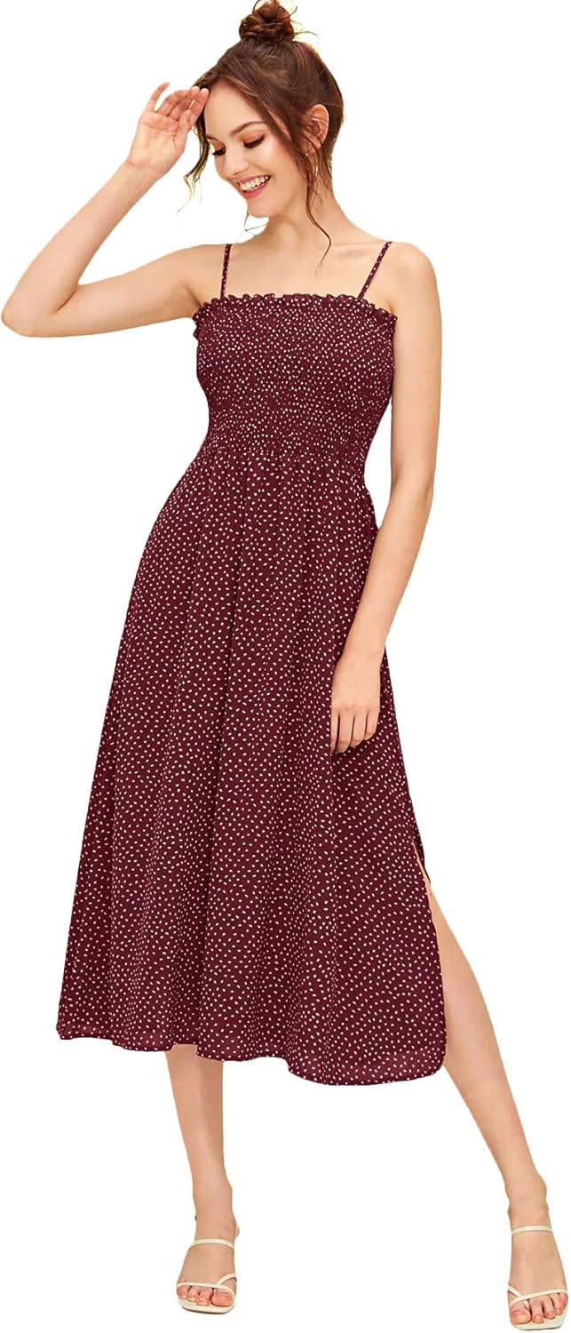 SheIn Women's Floral Print Ruffle Flare Midi Dress Singapore Ubuy