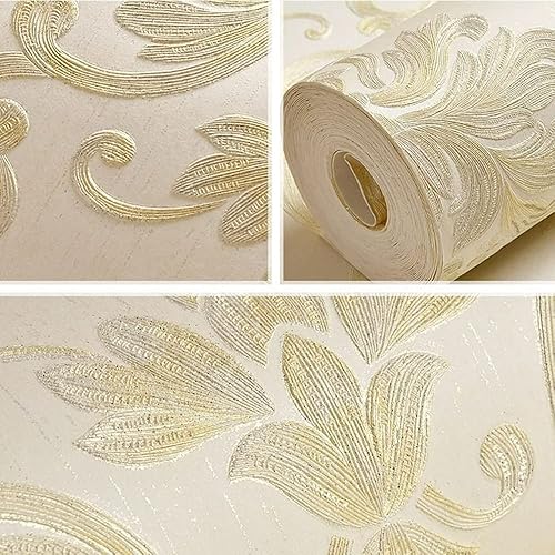 Miniatura 4 de Q QIHANG Papel tapiz grueso de damasco en relieve 3D, estilo europeo, no tejido, para sala de estar, dormitorio, comedor, TV, fondo de pared de