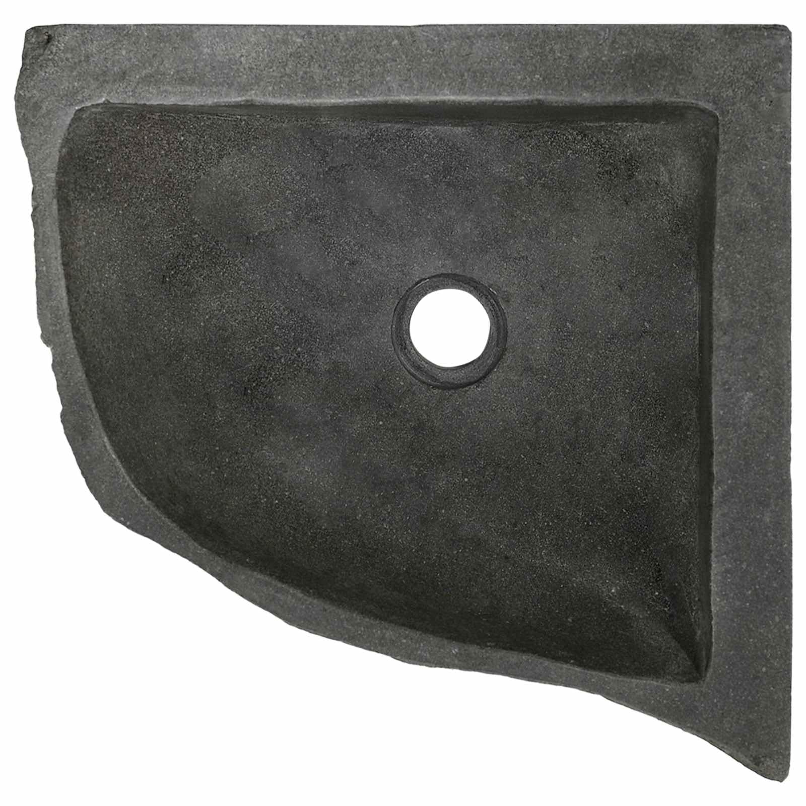 Lavabo grigio in pietra di fiume, 37 x 37 x 12 cm, da appendere alla parete, per bagno e WC degli ospiti, lavandino angolare per ristrutturazione e ristrutturazione del bagno