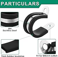 Vista 2 de 15 piezas de abrazaderas de cable de acero inoxidable de 1-1/4 pulgadas, abrazaderas de cable con revestimiento de goma y cojín aisladas