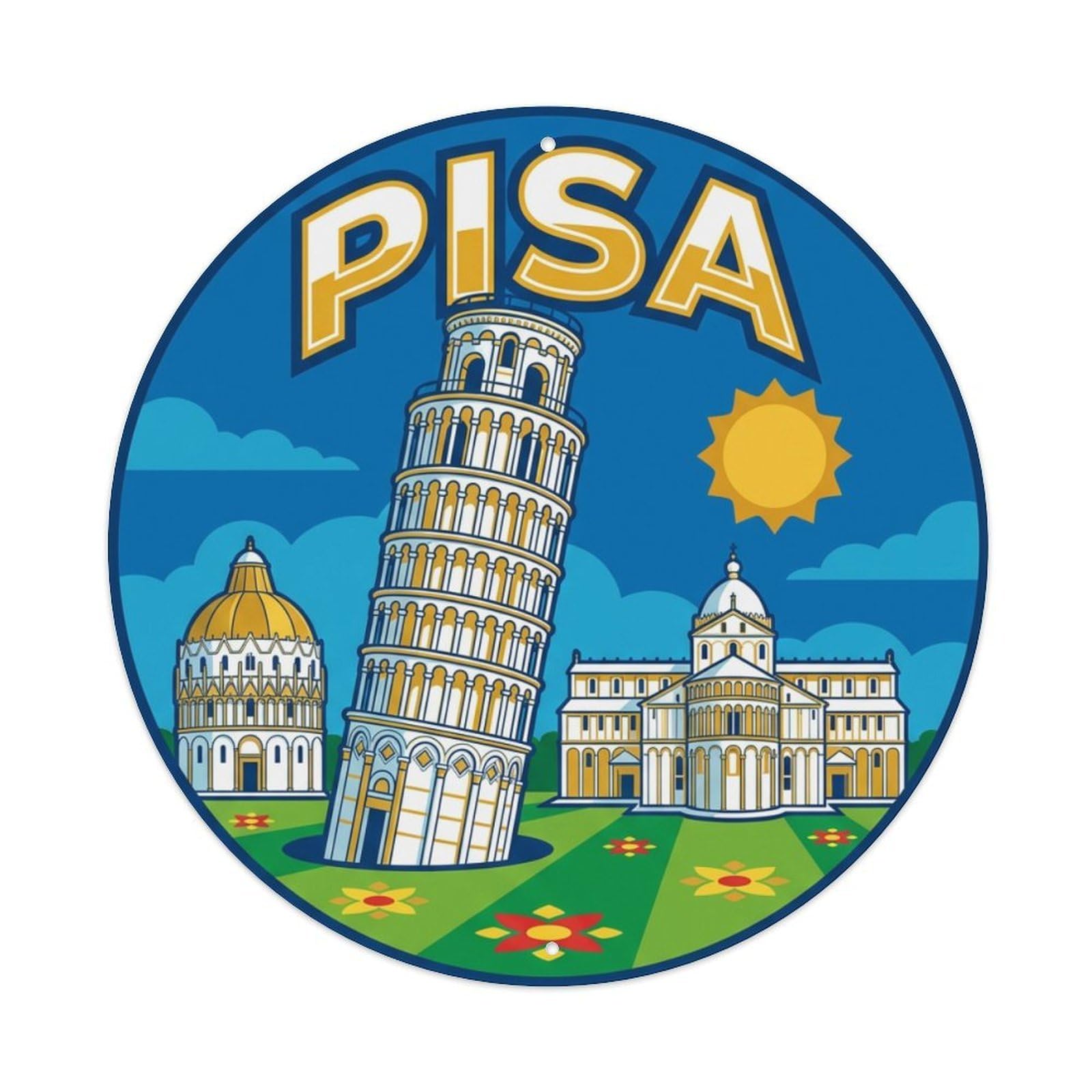 Galvaxio Style Retro Travel Italy Pisa Metal Tin Sign