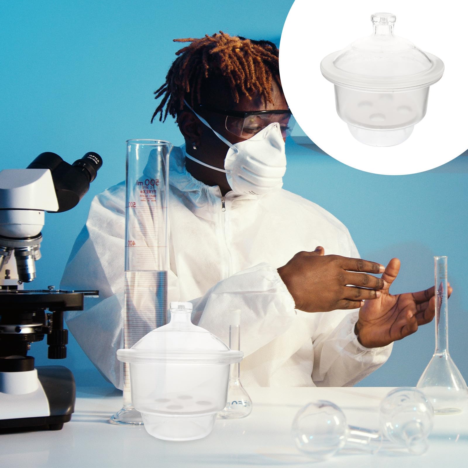 VOSAREA Essiccatore per Laboratorio in Vetro Camera da Vuoto, Alta Trasparenza e Funzionamento Comodo per Esperimenti Scientifici